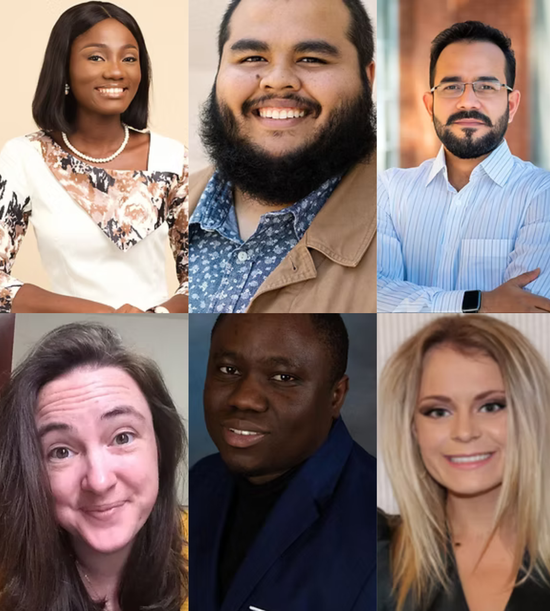 Members of the GSC (from left to right, top to bottom): Ifeoluwa Awopetu, Malachi Henry, Mukib Khan, Alyson Horan, John A. Odudele, Sarah Howard
