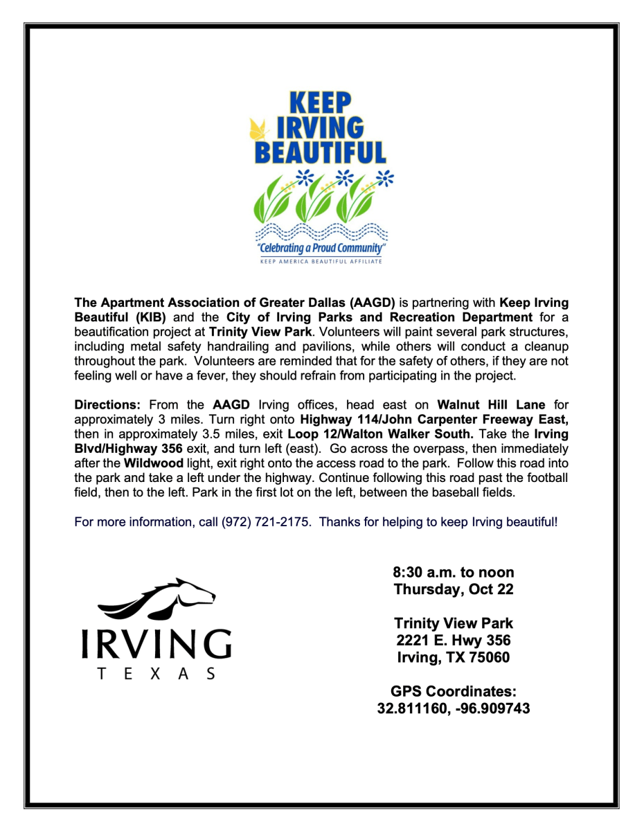 Keep Irving Beautiful Event Flier