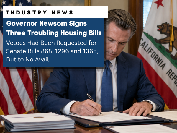 Governor Newsom Signs Three Troubling Housing Bills