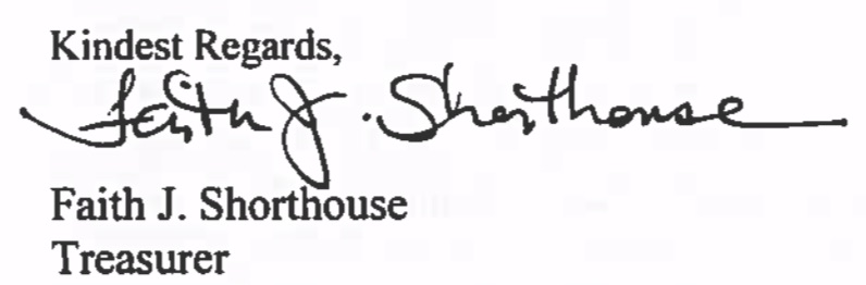 Faith Shorthouse Letter Closing