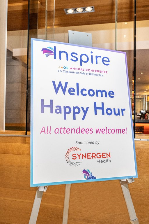 Welcome Happy Hour sign (Day 1)