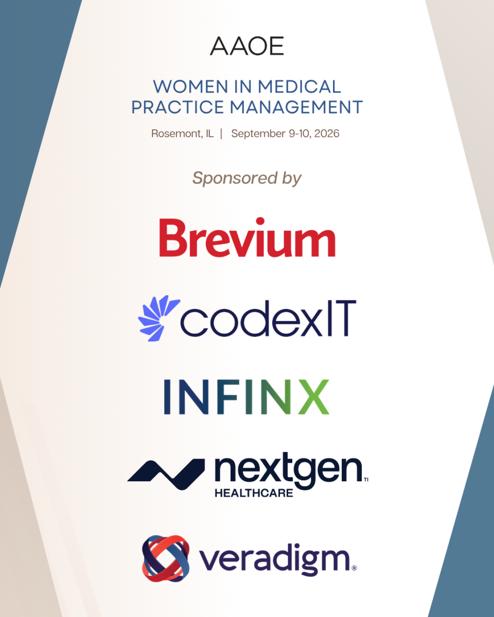 Women in Medical Practice Management Conference 2026 sponsors including Brevium, codexIT, INFINX, nextgen Healthcare, and Veradigm