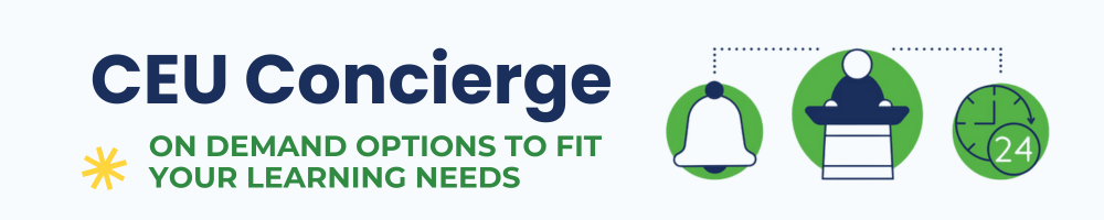 Academy Year-End CEU Concierge Program banner, winter styling