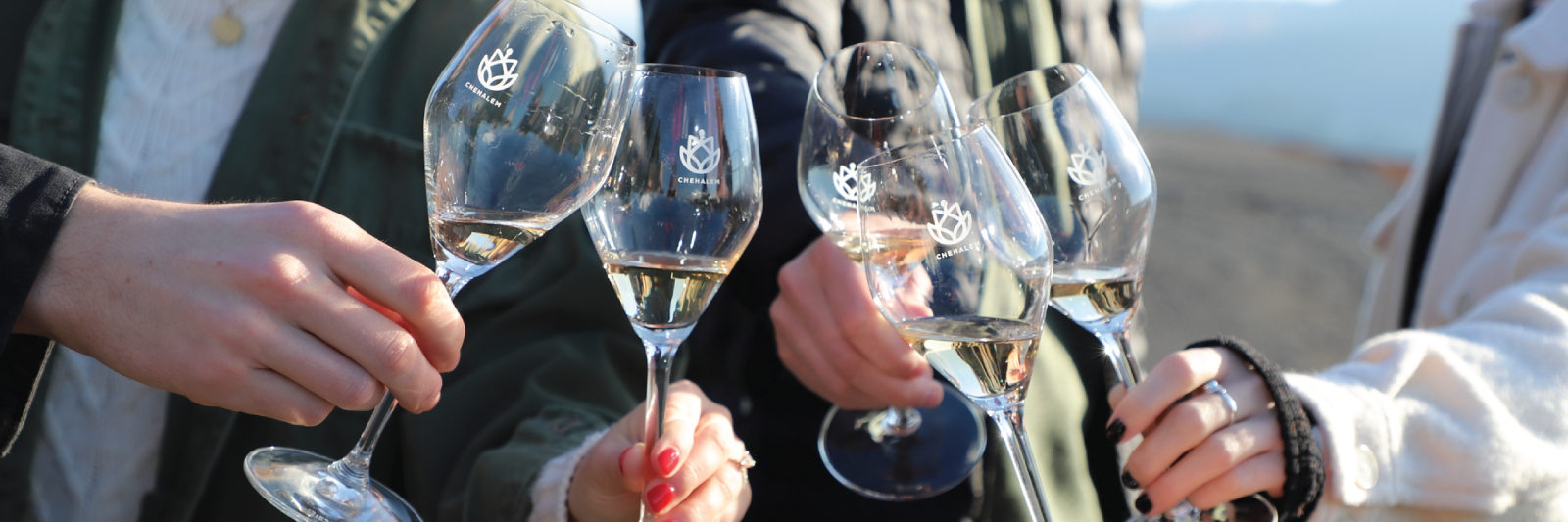 A wine glass cheers of chehalem wine