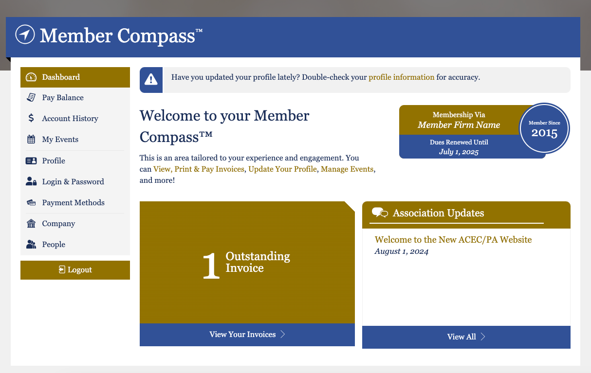 Member Compass Dashboard