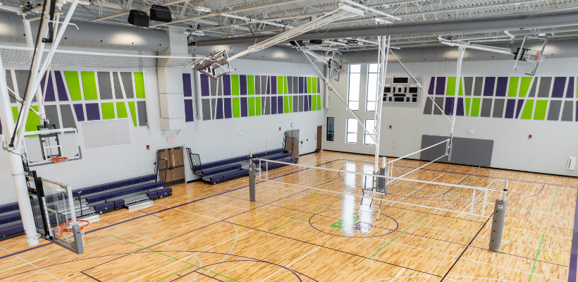 The Dash Center gymnasium supports youth and adult sports like basketball and volleyball.