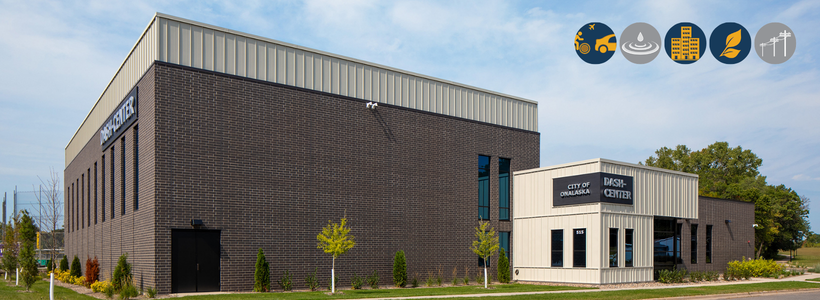 An exterior view of the Dash Center, a 16,250-square-foot, community-focused facility designed to support recreation, gathering, and year-round programming. 