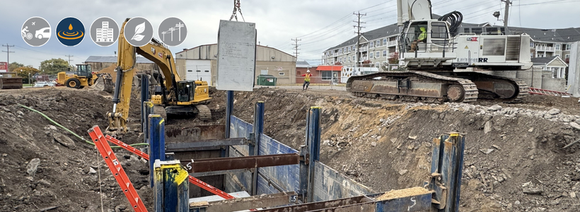 A concrete box culvert is being installed beneath the streets of Kenosha.