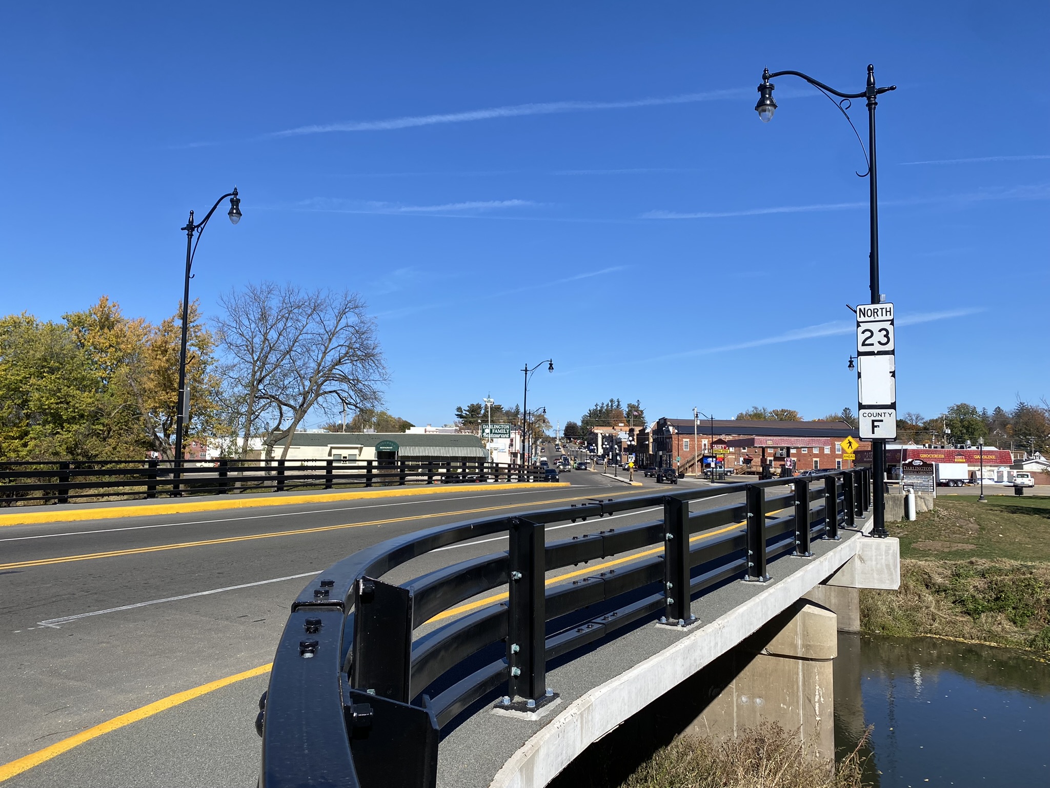 Completed bridge over the Pecatonica River