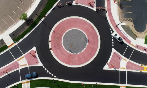 Single lane roundabout on West Jackson Street