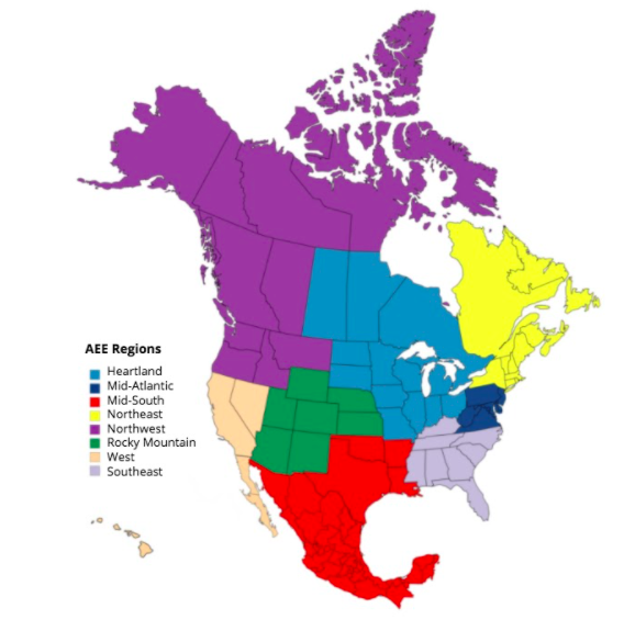 map of AEE Regions