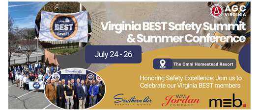 Honoring Safety Excellence:  Virginia BEST Summit at AGCVA Summer Conference