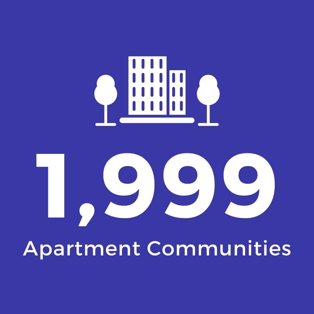 Grey Square with White Text: 1,999 Apartment Communities