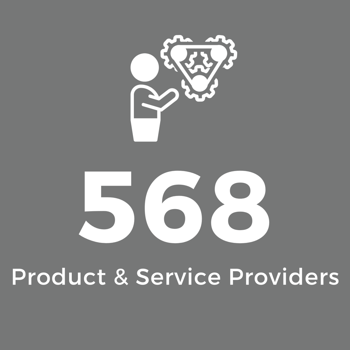 Grey Square with White Text: 568 Product & Service Providers