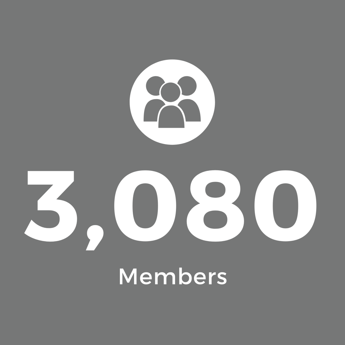 Grey Square with White Text: 3,080 Members