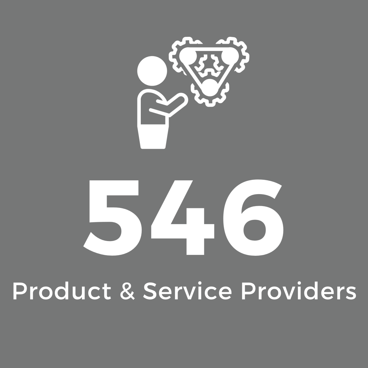 Grey Square with White Text: 546 Product & Service Providers