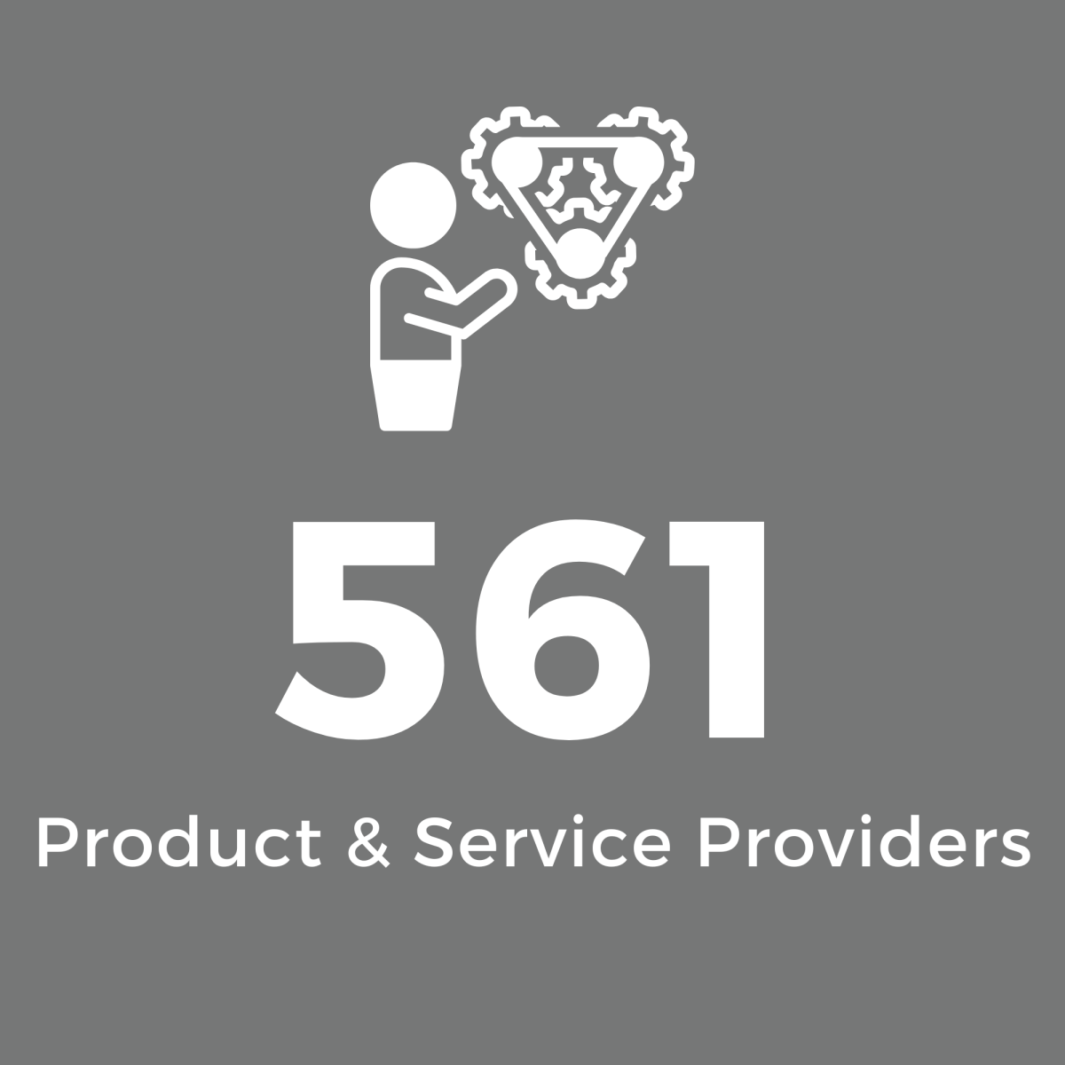 Grey Square with White Text: 561 Product & Service Providers