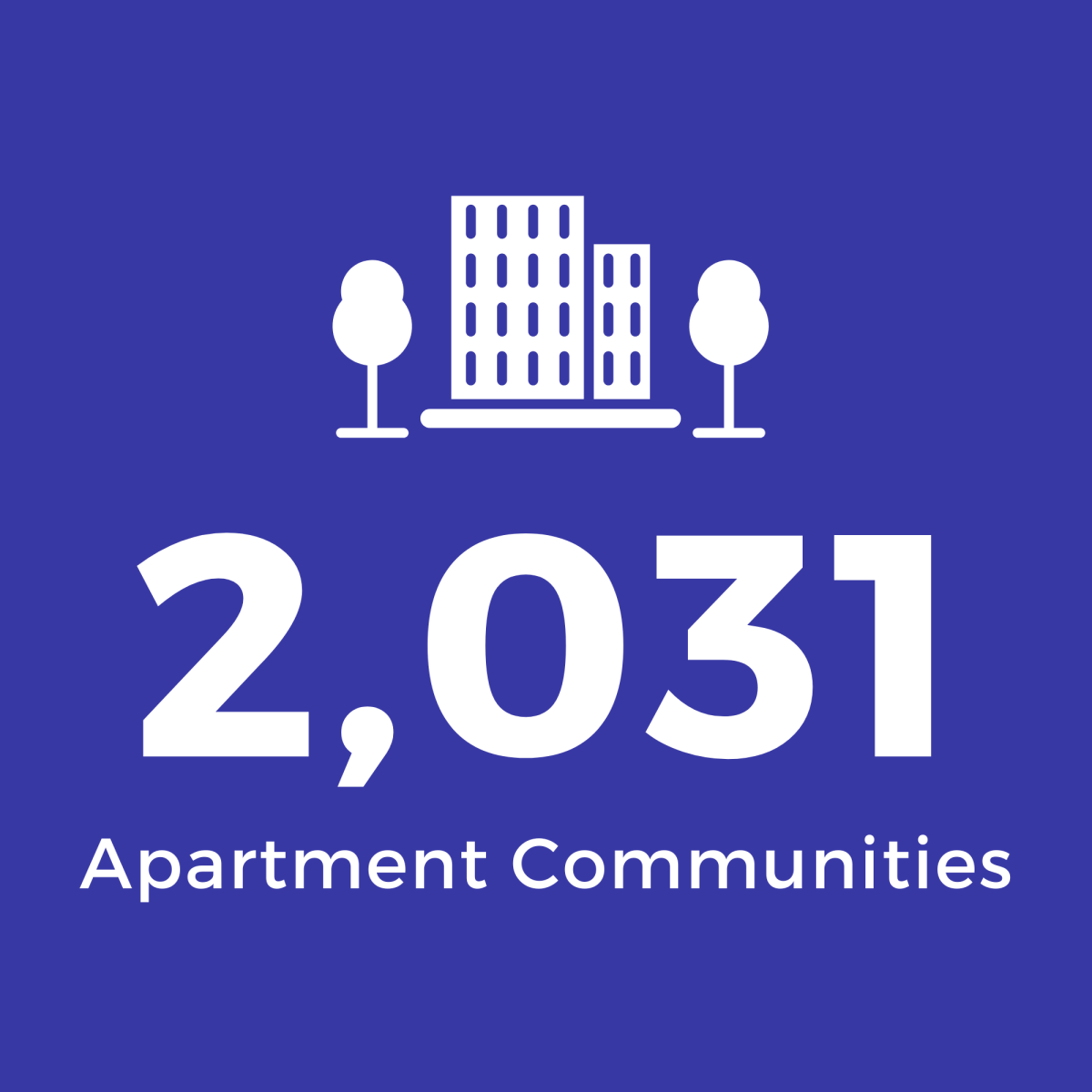 Grey Square with White Text: 2,031 Apartment Communities
