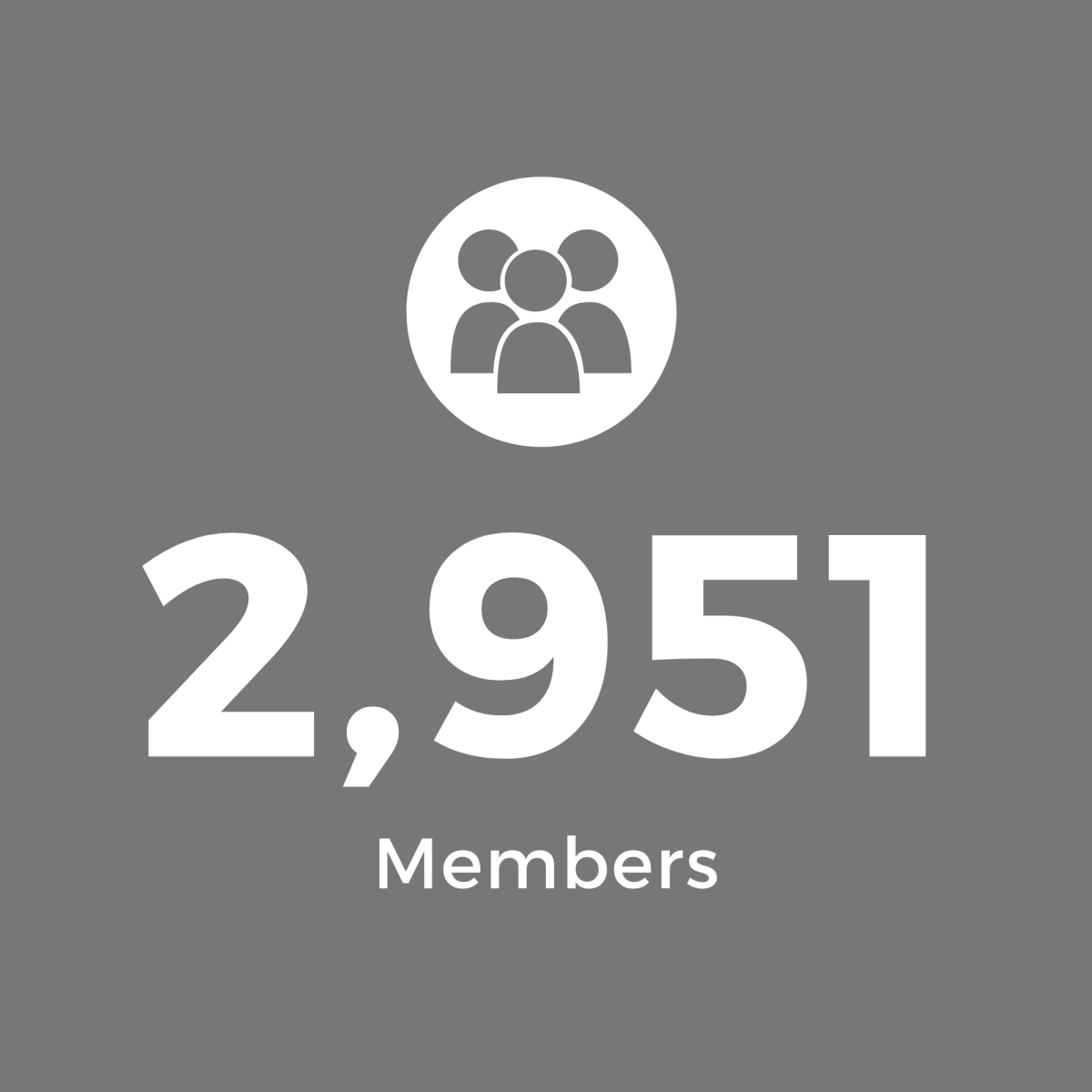 Grey Square with White Text: 2,951 Members