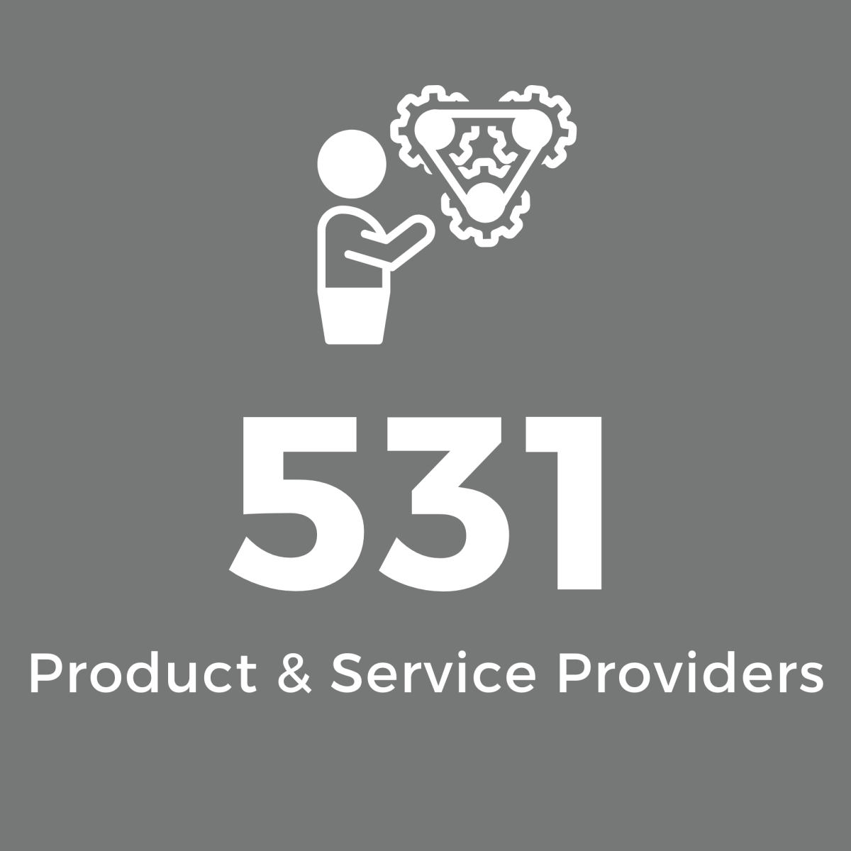 Grey Square with White Text: 531 Product & Service Providers