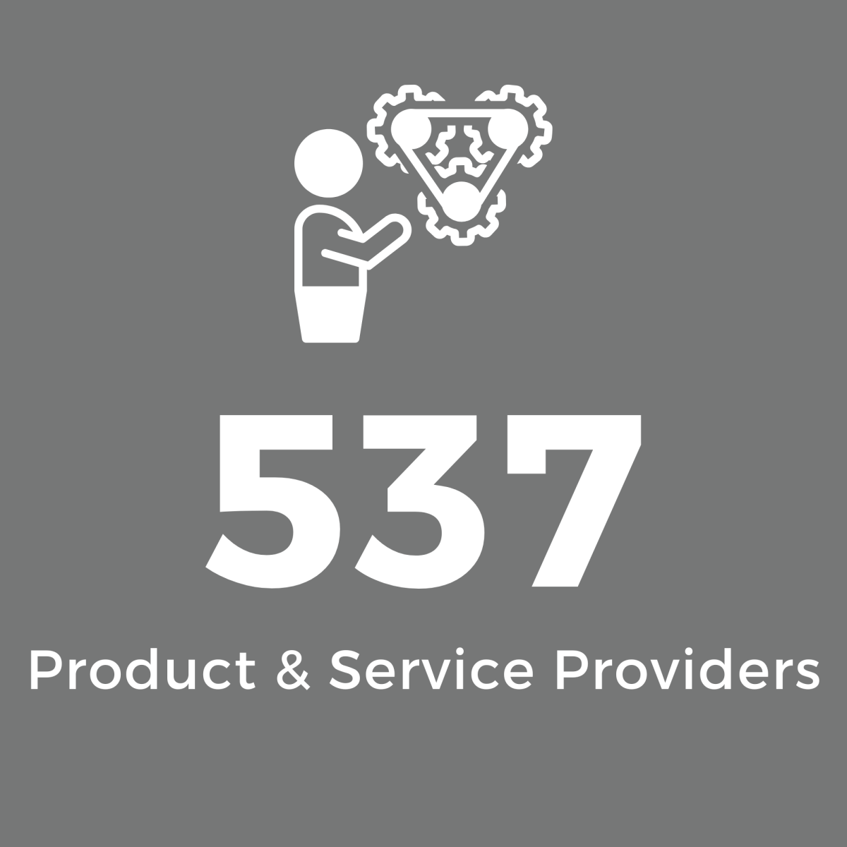 Grey Square with White Text: 537 Product & Service Providers