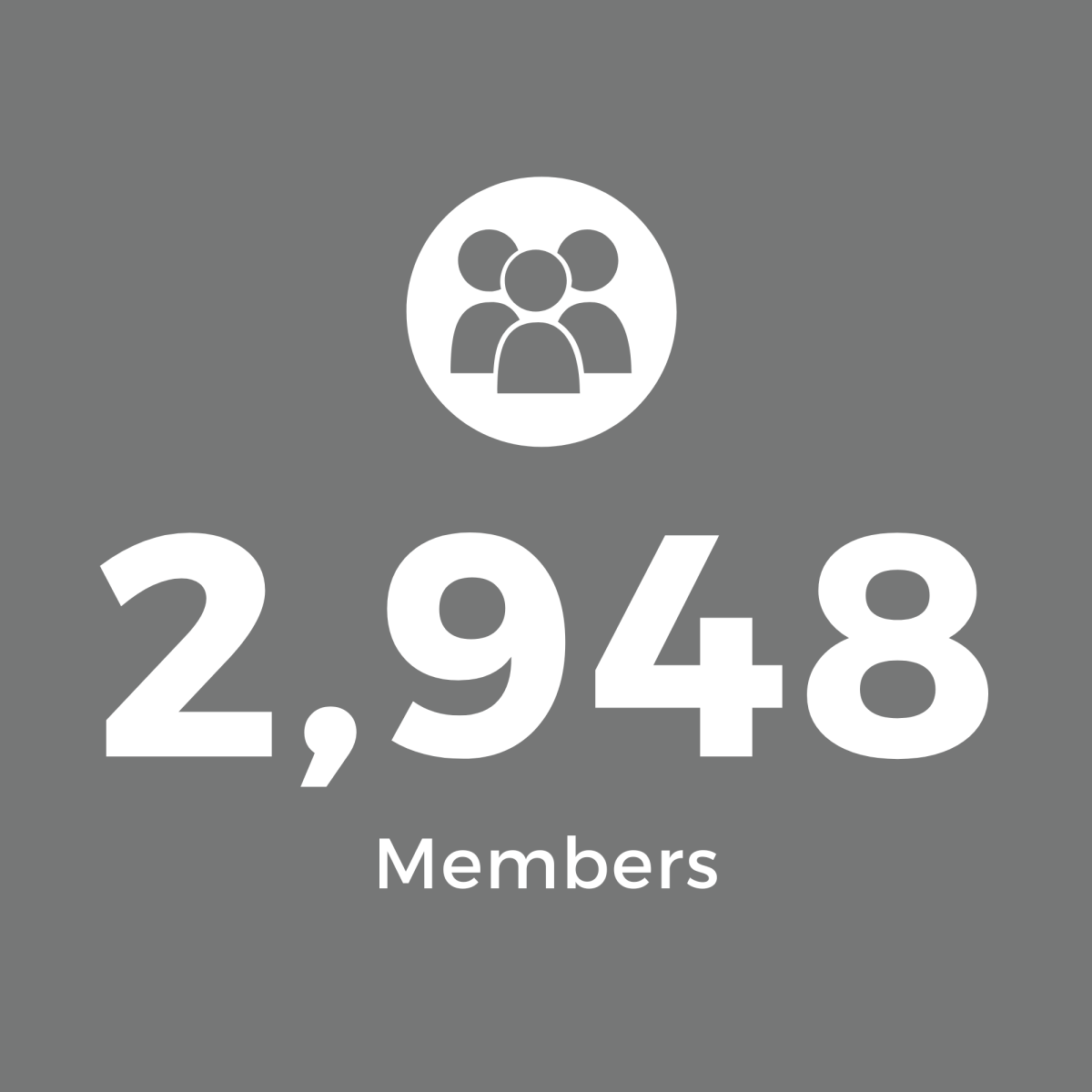 Grey Square with White Text: 2,948 Members