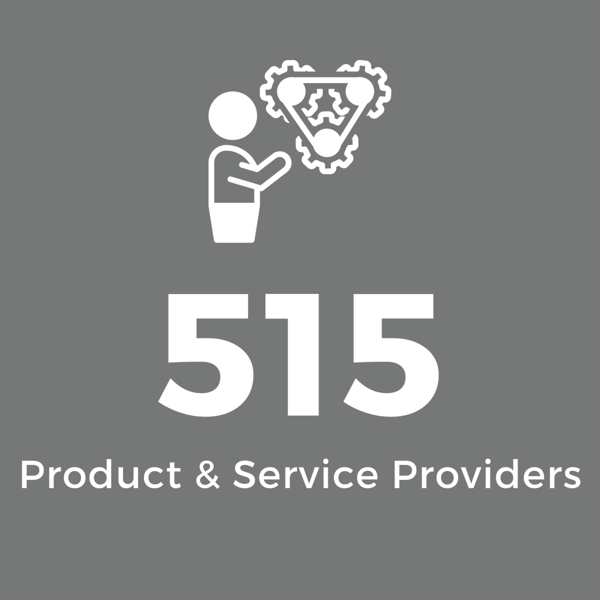 Grey Square with White Text: 515 Product & Service Providers