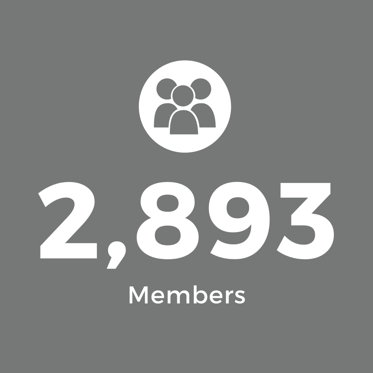 Grey Square with White Text: 2,893 Members