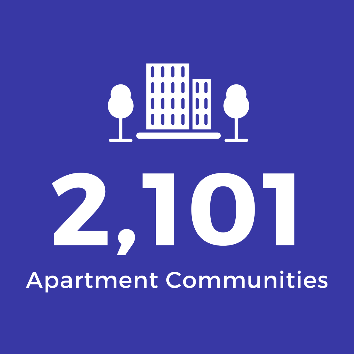 Grey Square with White Text: 2,101 Apartment Communities