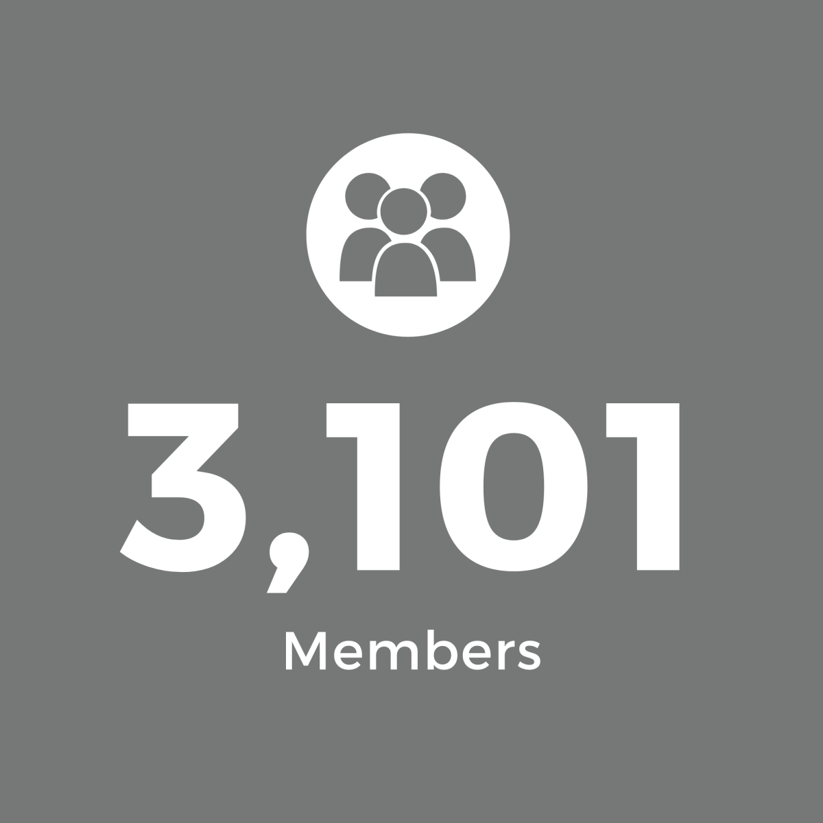 Grey Square with White Text: 3,101 Members