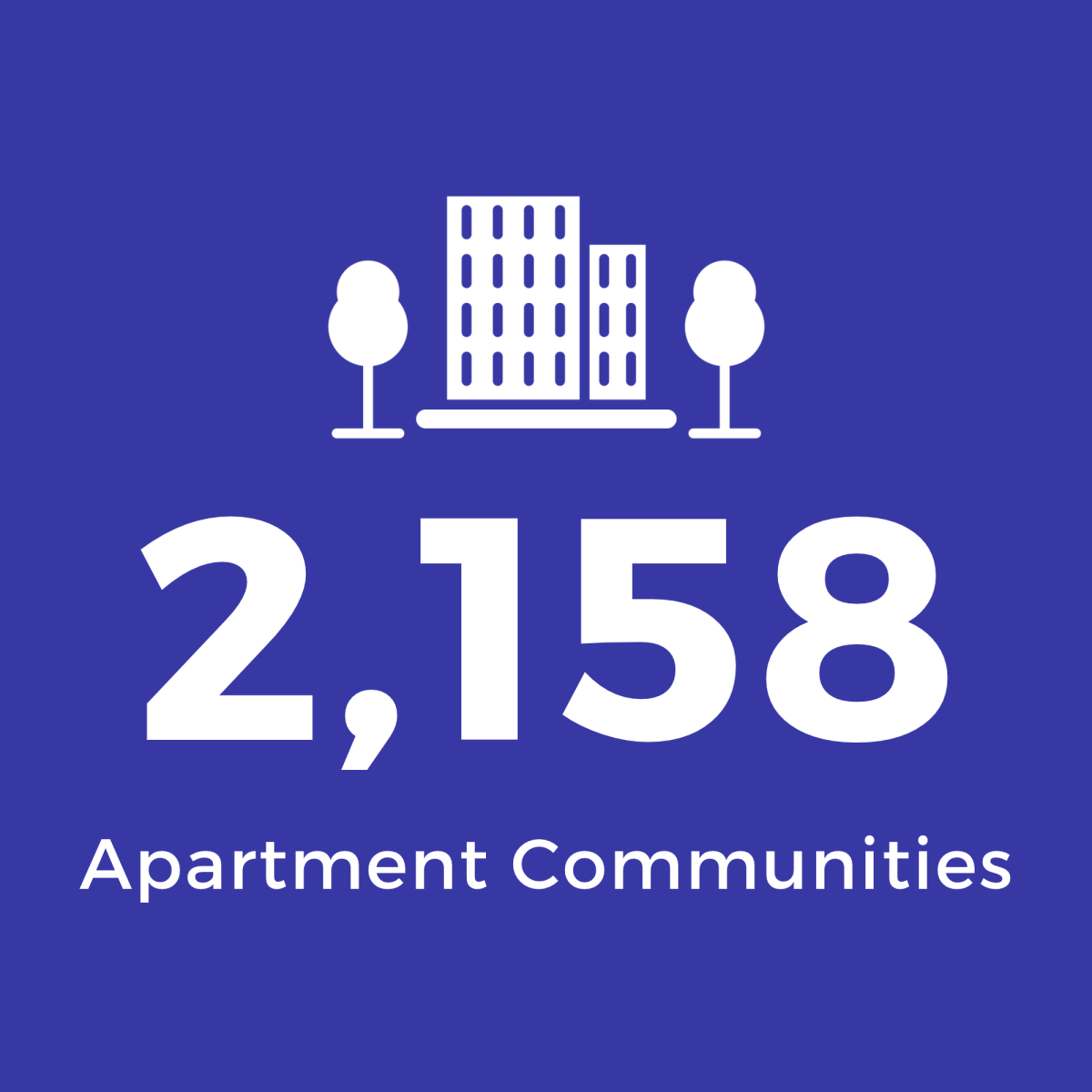 Grey Square with White Text: 2,158 Apartment Communities