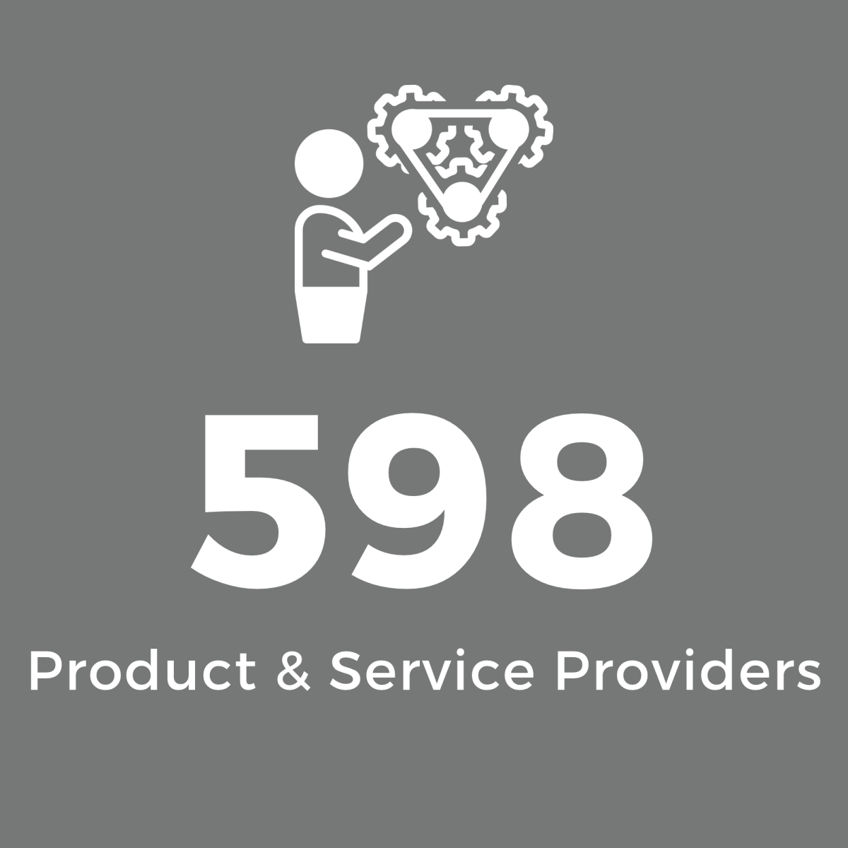 Grey Square with White Text: 598 Product & Service Providers