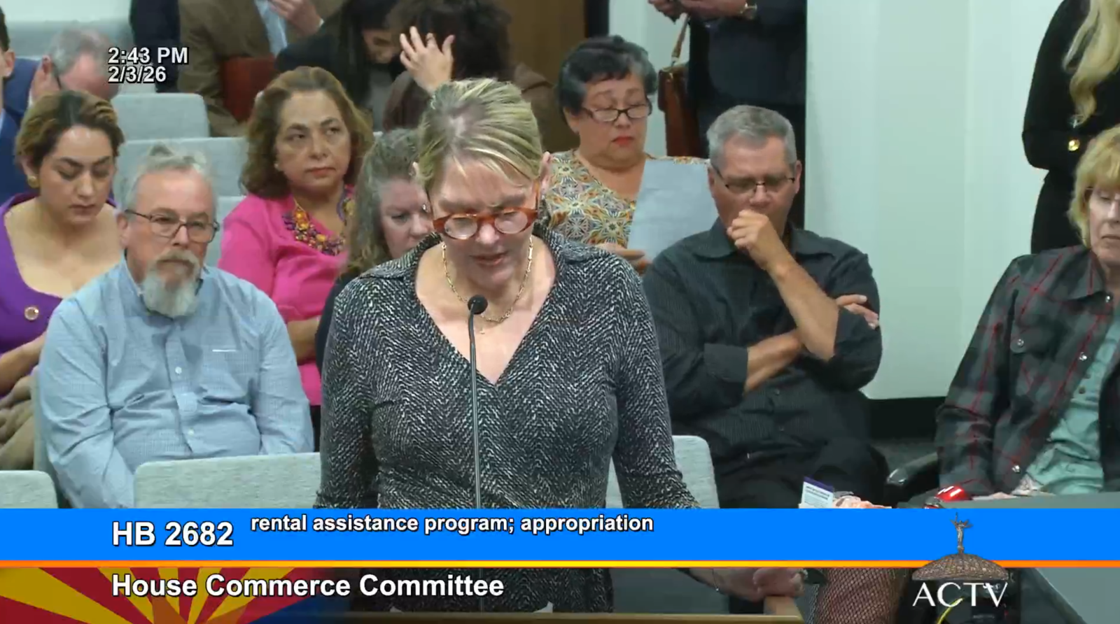 AMA President and CEO Courtney LeVinus testifies at a legislative committee hearing on HB2682, the rental assistance program bill