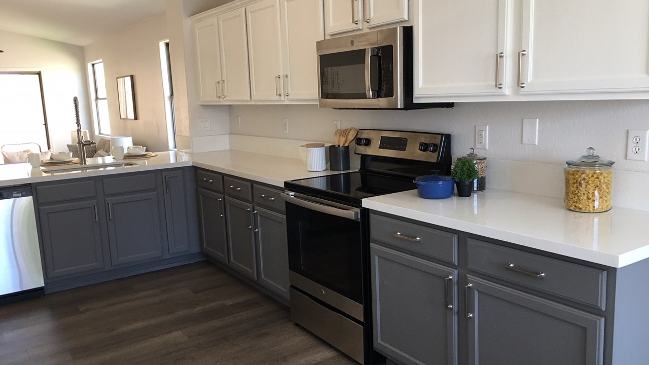 Home Kitchen Remodel, cabinets, counters, flooring, paint and appliance package