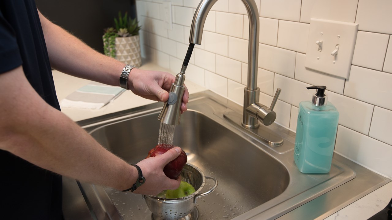 Kitchen Faucet, Sink, Sink Insert, Tile Backsplash