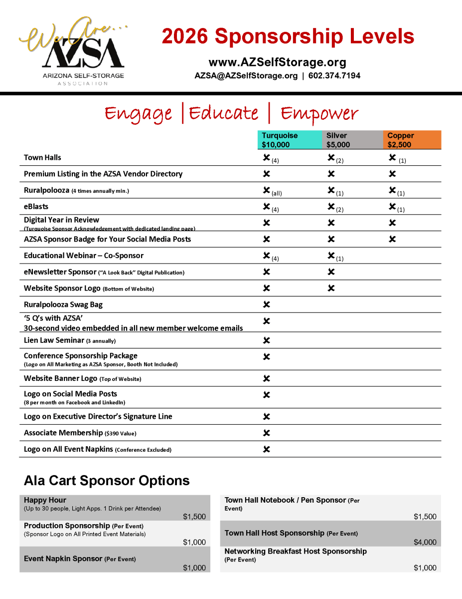 AZSA 2026 Sponsorship Opportunities