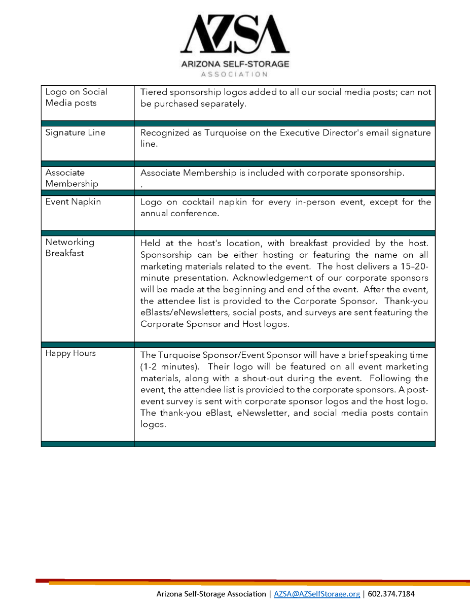 AZSA 2026 Sponsorship Details