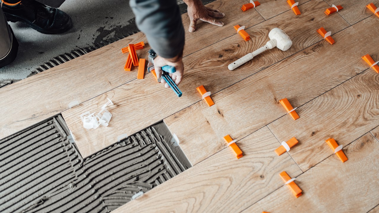 Wood look tile installation