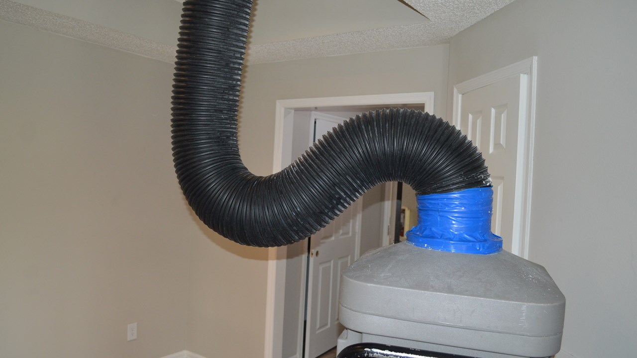 Powerful HEPA Vacuum Used to remove dust and debris in Duct work.