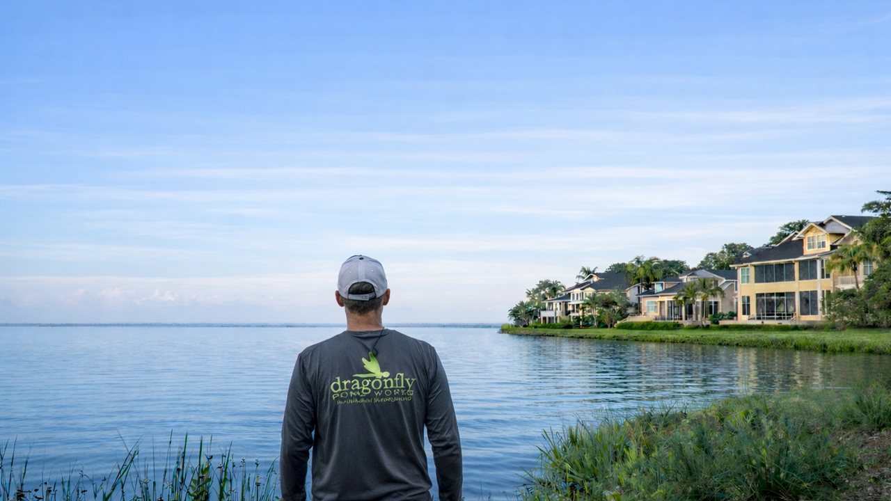 Lakefront Maintenance Technician assesses a lake shoreline.