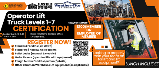 Operator Lift Truck Levels 1-7 Certification *September 3*