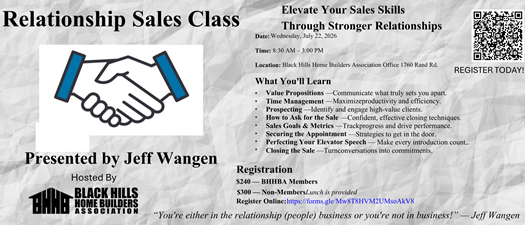 Relationship Sales Class with Jeff Wangen