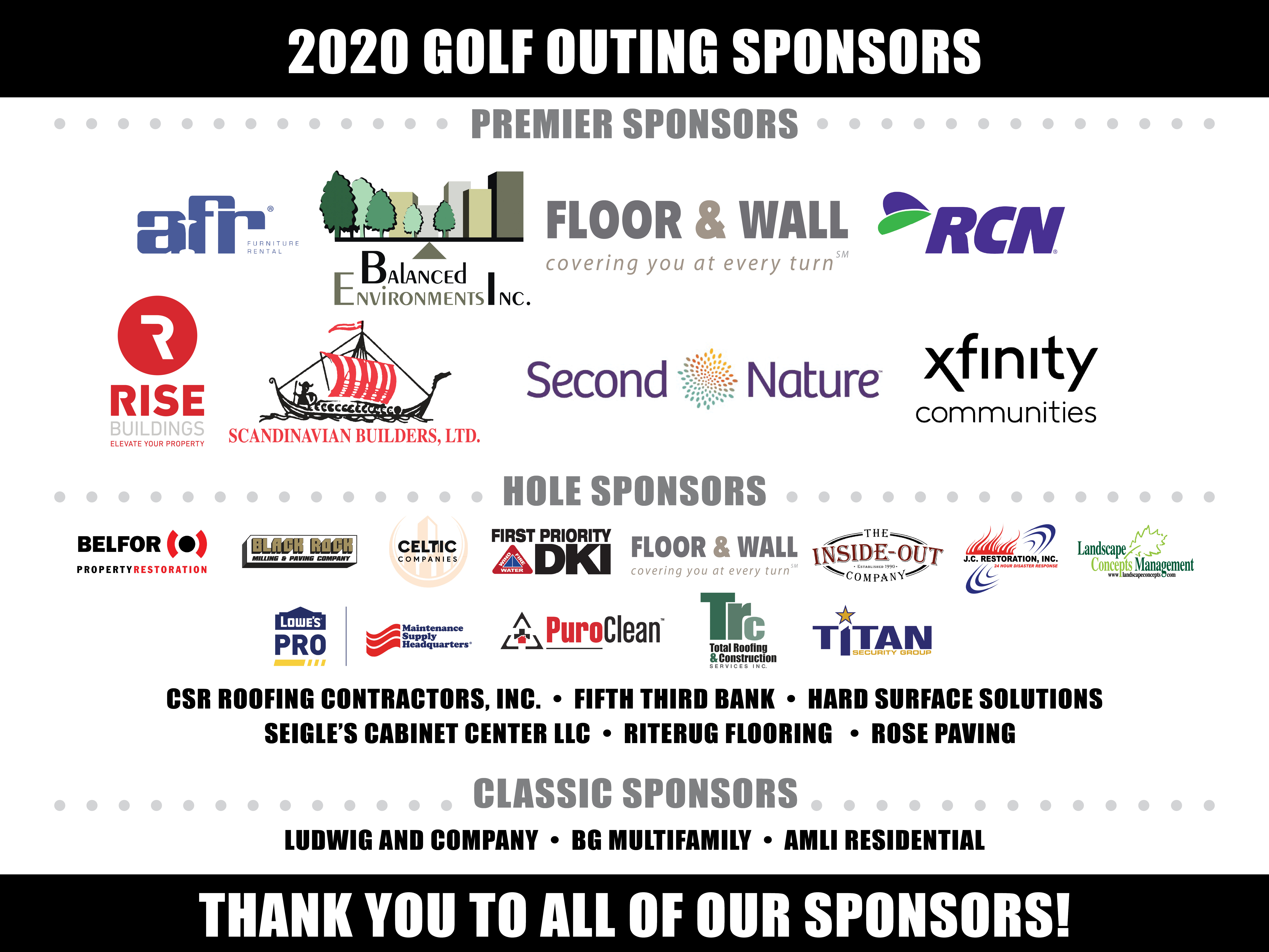 2020 CAA Golf Outing Sponsors