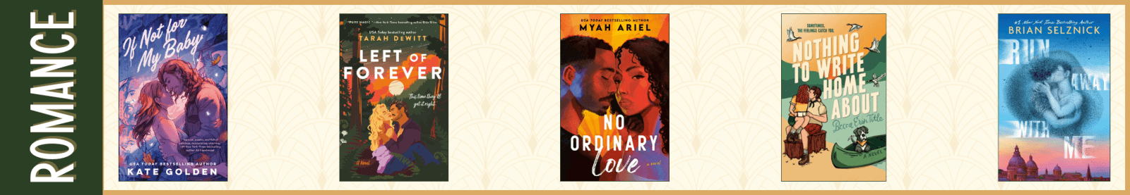 How to End a Love Story by Yulin Kuang (Avon) The Lovers by Rebekah Faubion (Berkley) My Season of Scandal by Julie Ann Long (Avon) Savor It by Tarah DeWitt (St. Martin's Griffin) The Truth According to Ember by Danica Nava (Berkley)