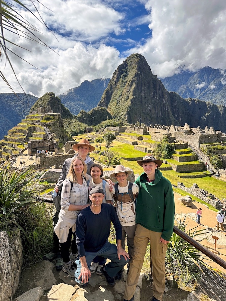 Helen McClenahan with her husband and children in Peru