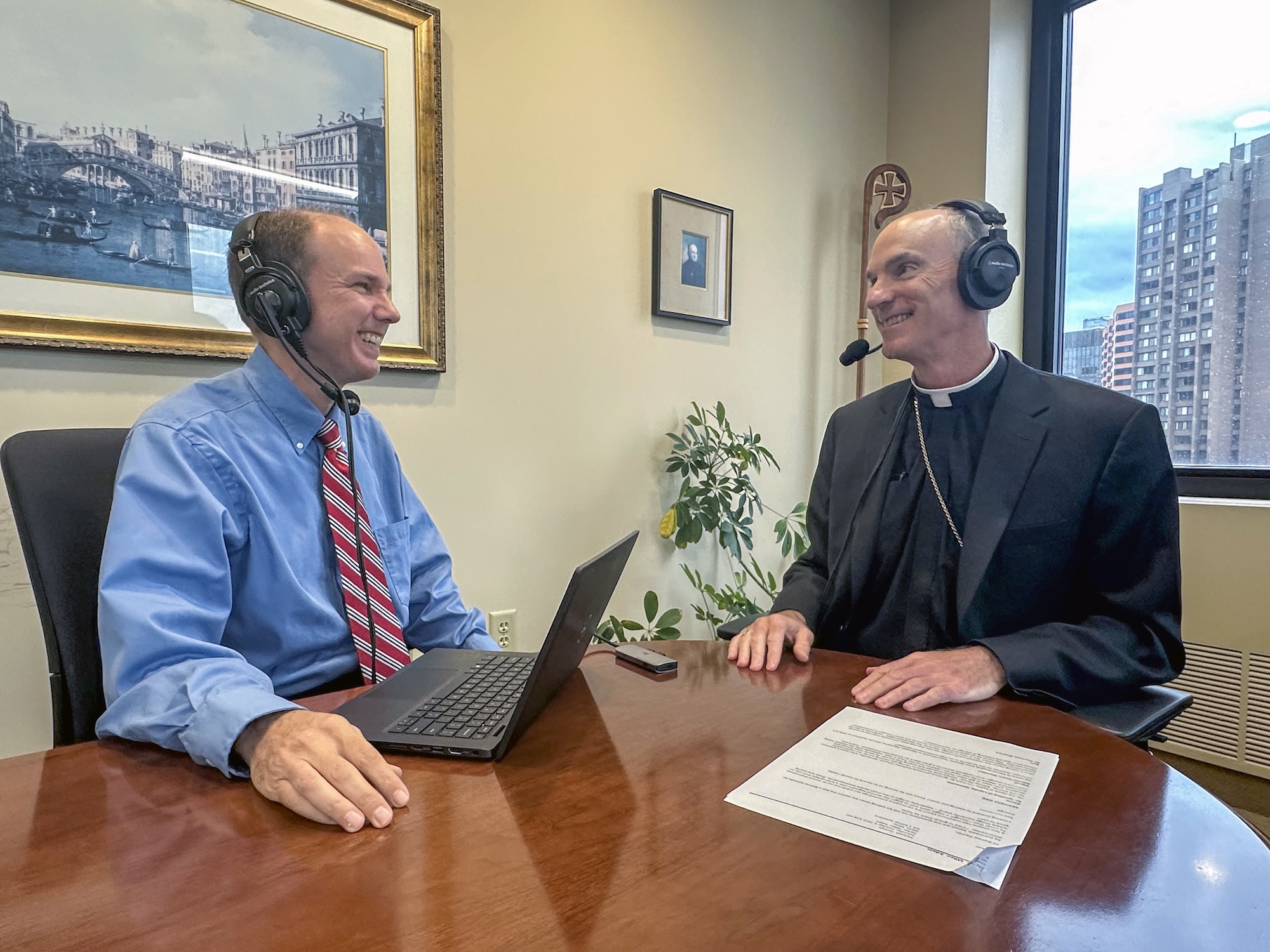 George Matysek interviewing Bishop