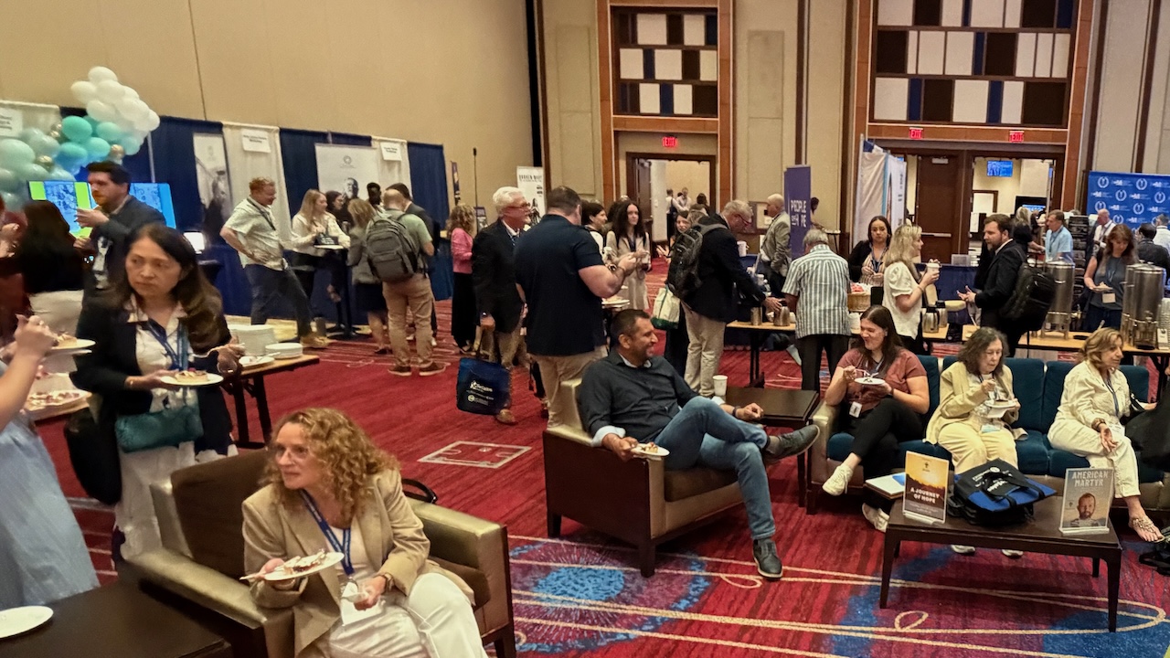 The Hub inside the exhibitor hall at the Catholic Media Conference