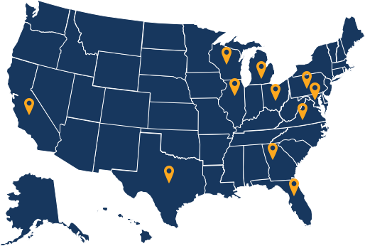 Map of US with COAA Chapters