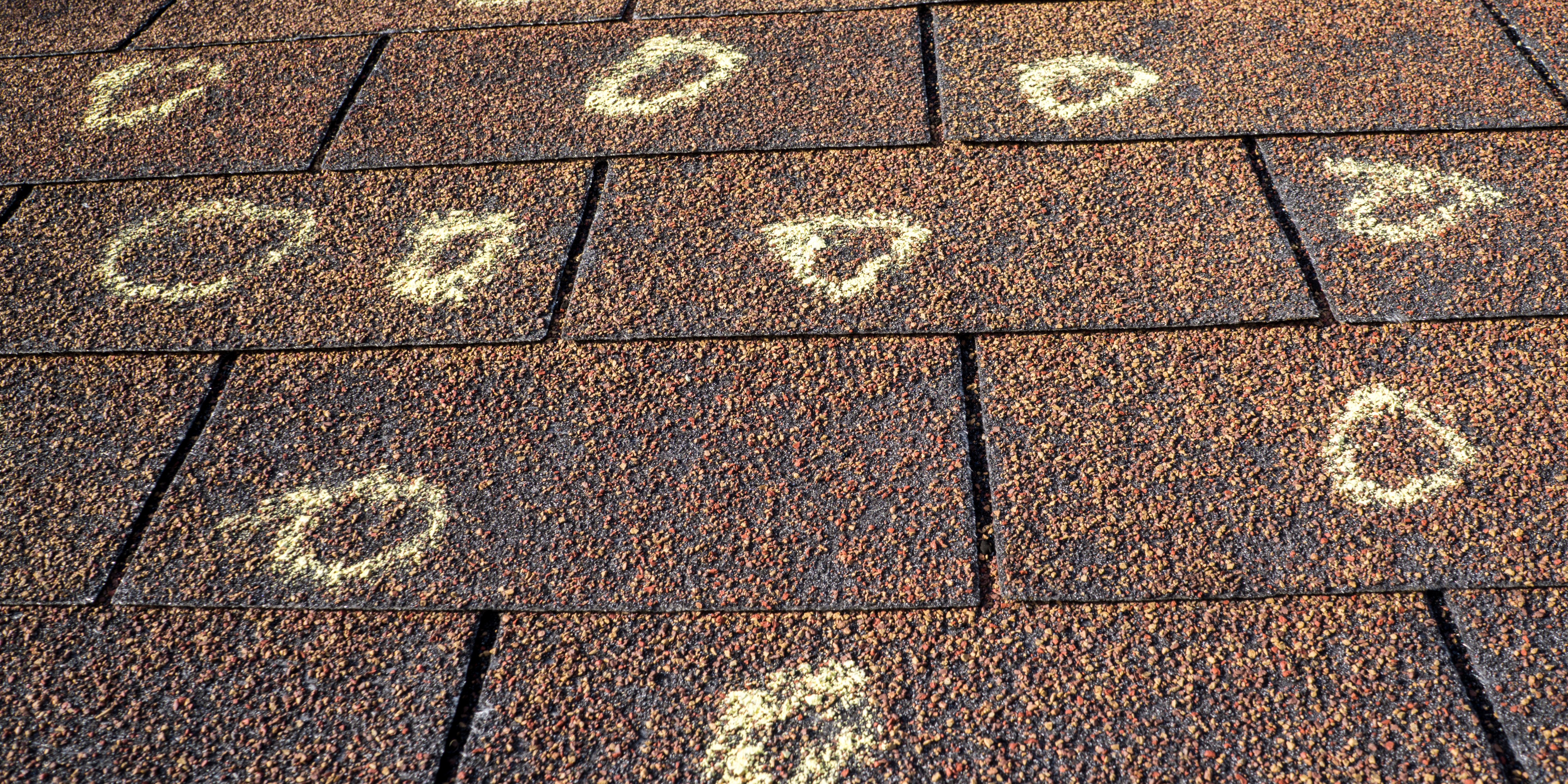 circled damage on a roof