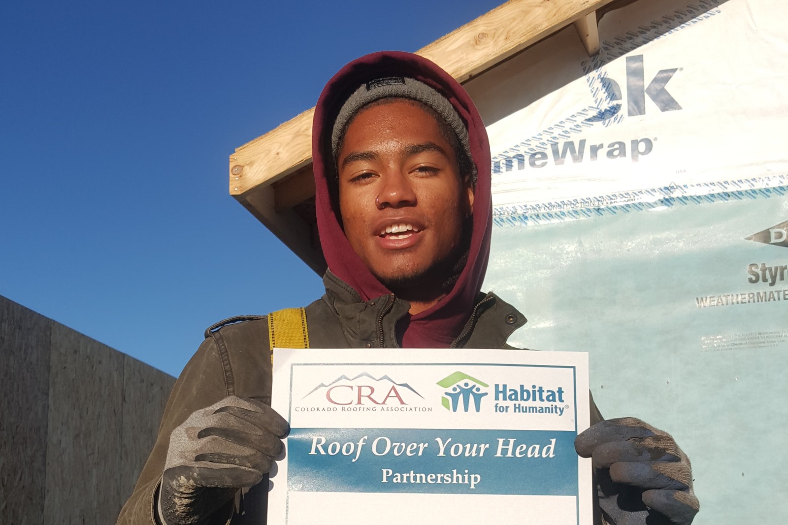Person working on a roof